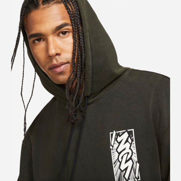 Jordan Dri-FIT Zion Anime Nike Men's Performance Hoodie Black White - Picture 3 of 11